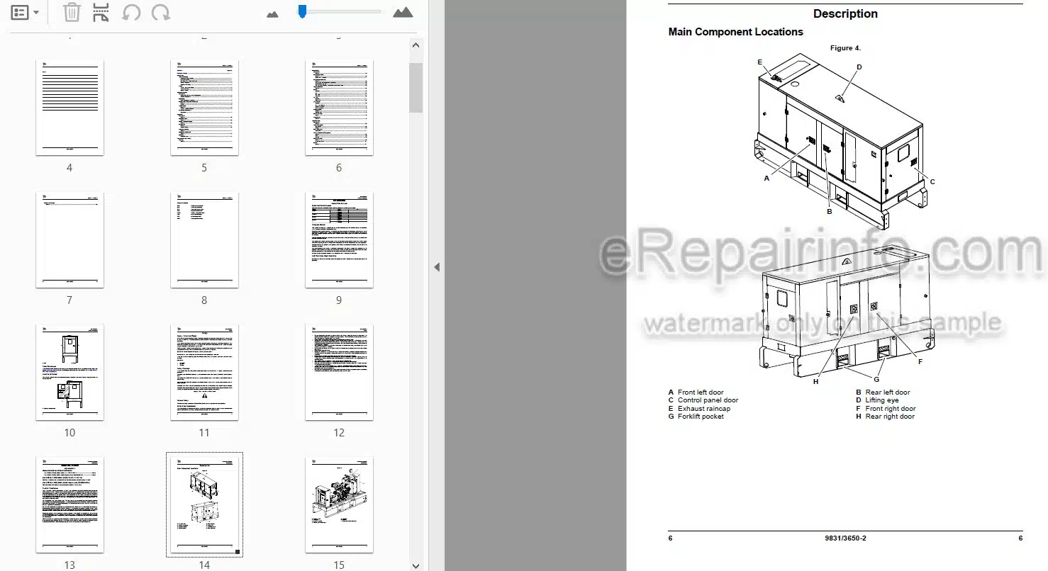 Photo 3 - JCB G100RS G125RS G60RS G80RS Operators Manual Generator 9831-3650
