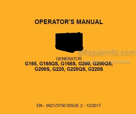 Photo 4 - JCB G165 G165S G200 G200S G220 G220S G165QS G200QS G220QS Operators Manual Generator 9821-3750