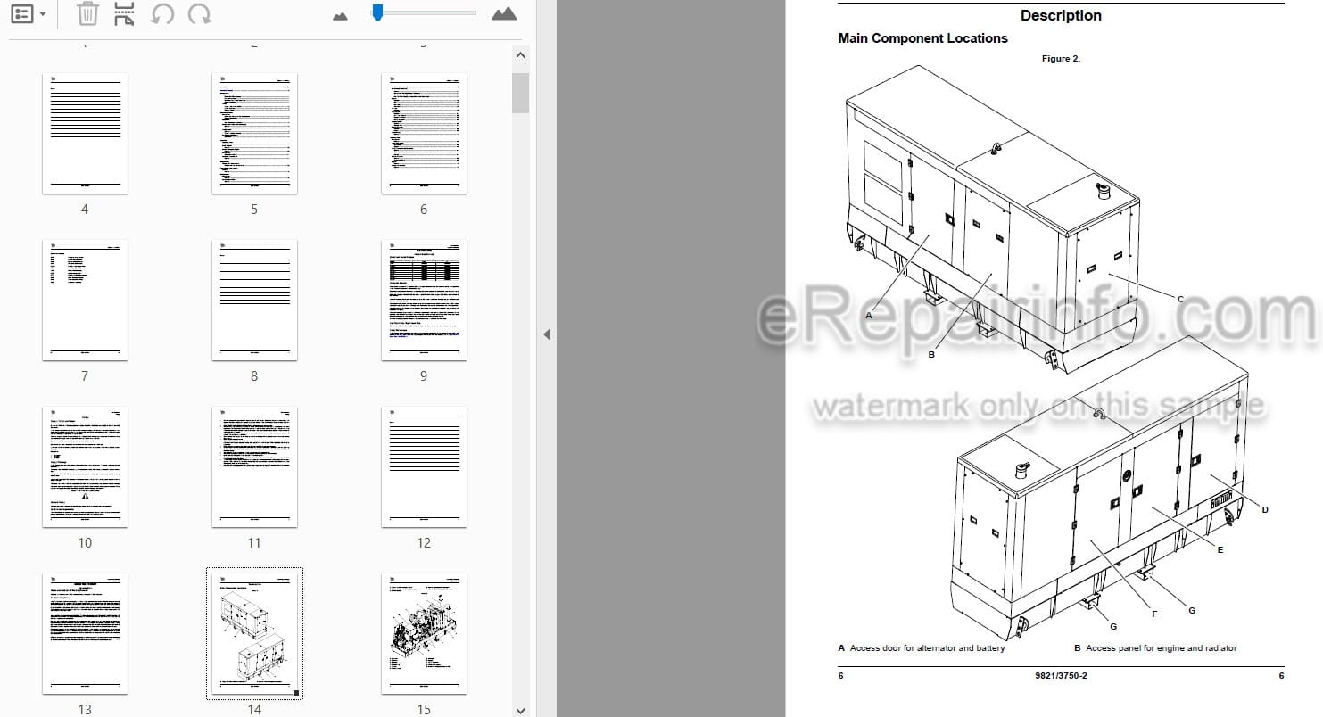 Photo 3 - JCB G165 G165S G200 G200S G220 G220S G165QS G200QS G220QS Operators Manual Generator 9821-3750