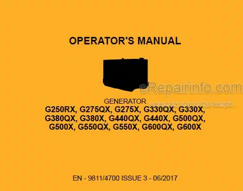 Photo 4 - JCB G250RX G275QX G275X G330QX G330X G380QX G380X G440QX G440X G500QX G500X G550QX G550X G600QX G600X Operators Manual Generator 9811-4700