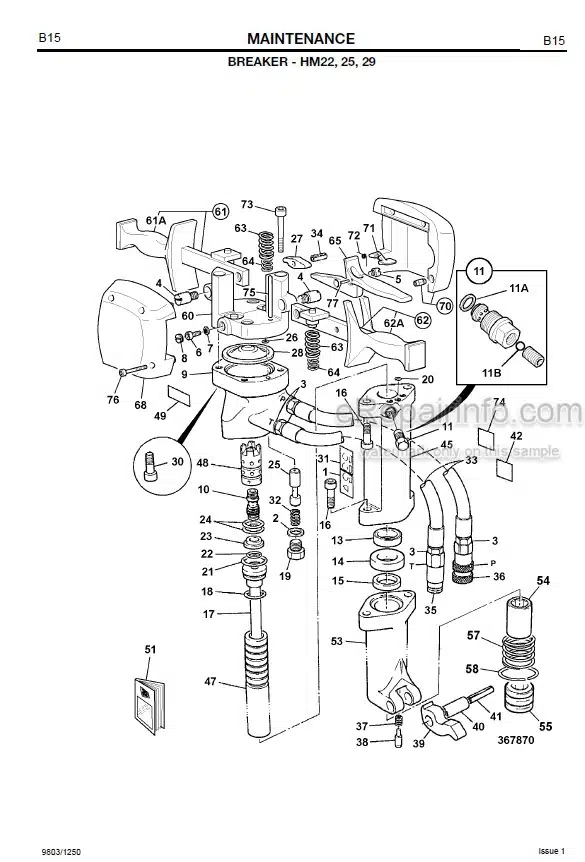 Photo 1 - JCB HM22 HM25 HM29 HM26 Service Manual Breaker 9803-1250