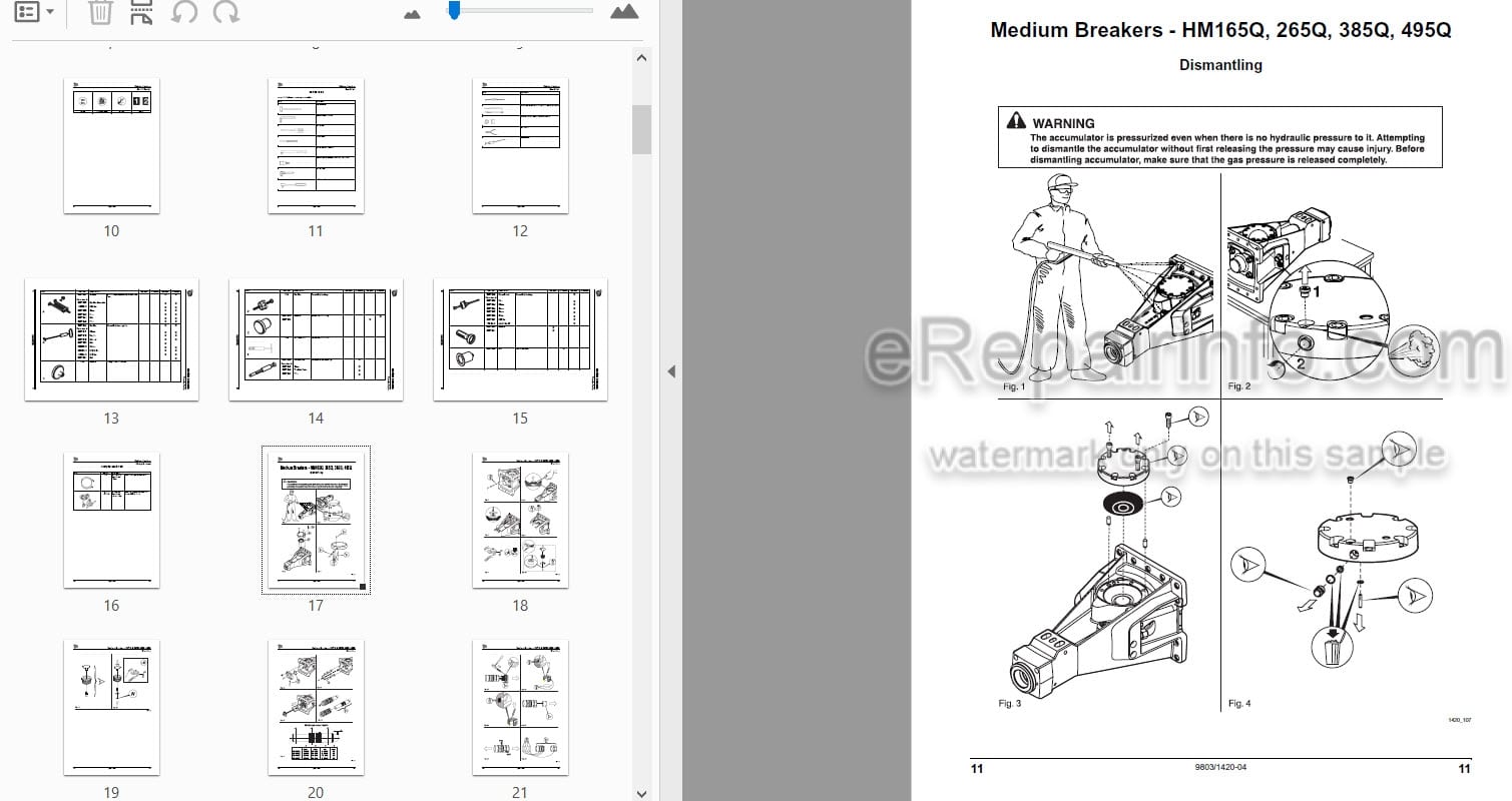 Photo 4 - JCB HM Range Service Manual Medium Large Hydraulic Breaker 9803-1420