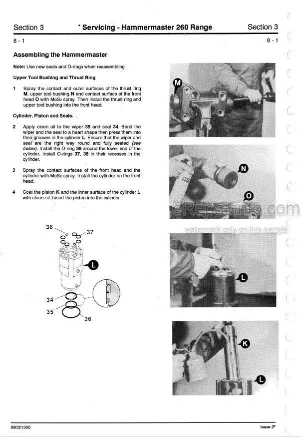 Photo 8 - JCB Hammermaster HM2180 HM1180 HM480 HM380 Service Manual And Parts List Hammer 332-A3098