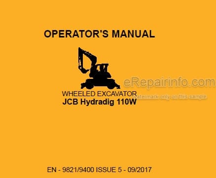 Photo 4 - JCB Hydradig 110W Operators Manual Wheeled Excavator 9821-9400