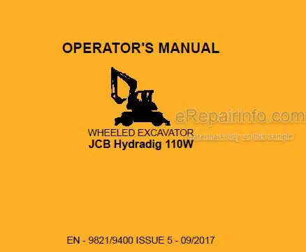 Photo 4 - JCB Hydradig 110W Operators Manual Wheeled Excavator 9821-9400