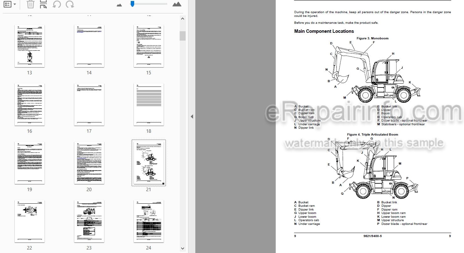 Photo 3 - JCB Hydradig 110W Operators Manual Wheeled Excavator 9821-9400