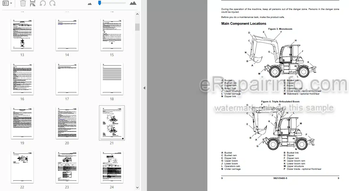 Photo 3 - JCB Hydradig 110W Operators Manual Wheeled Excavator 9821-9400