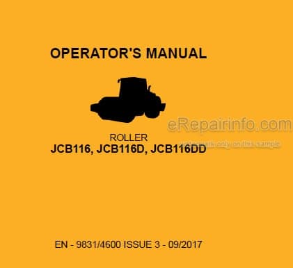 Photo 4 - JCB JCB116 JCB116D JCB116DD Operators Manual Roller 9831-4600