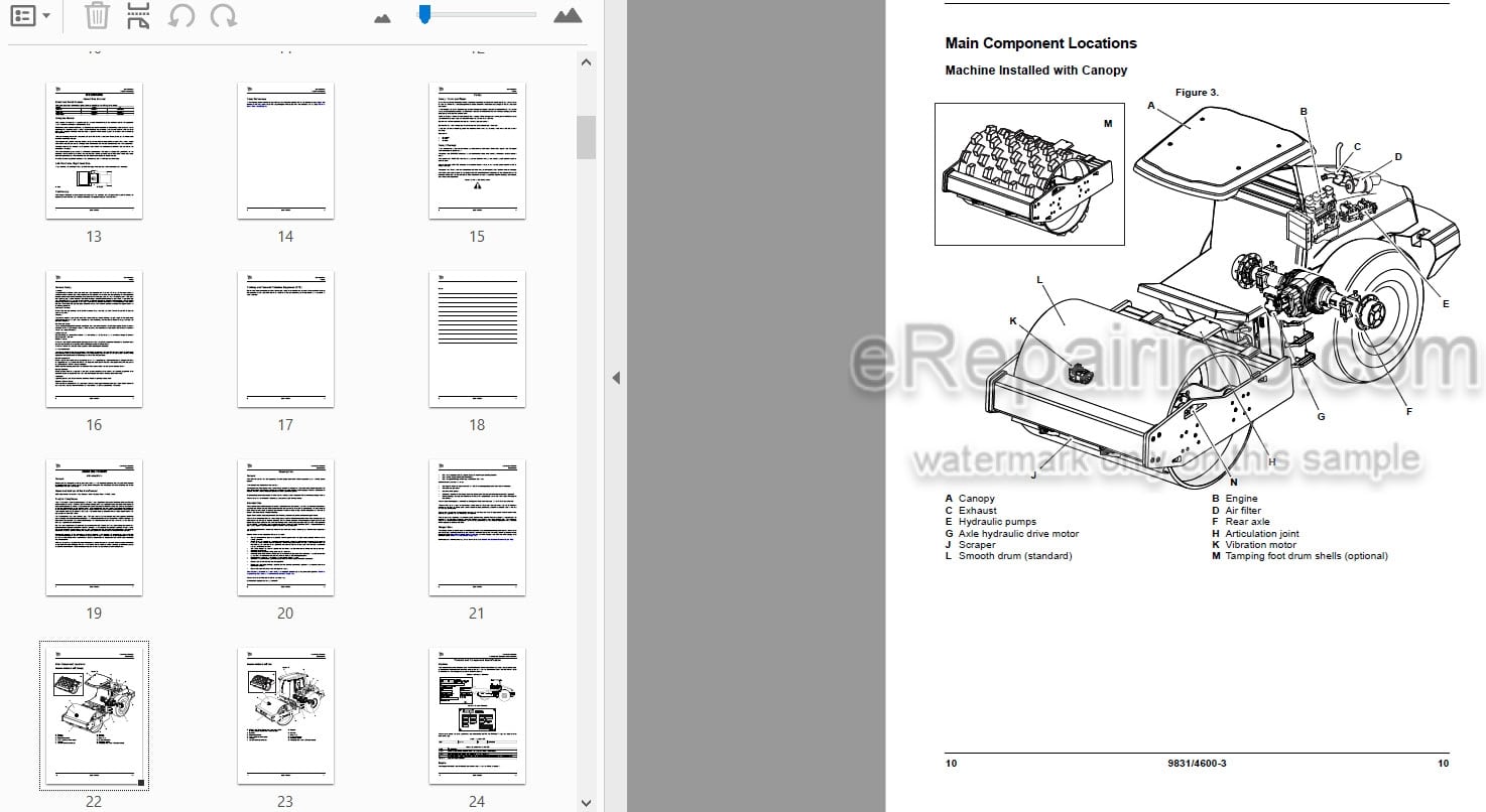 Photo 3 - JCB JCB116 JCB116D JCB116DD Operators Manual Roller 9831-4600
