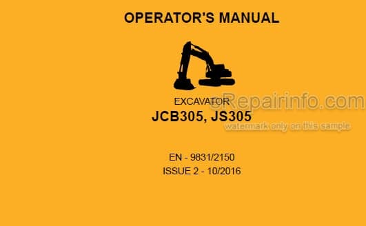 Photo 4 - JCB JCB305 JS305 Operators Manual Excavator 9831-2150
