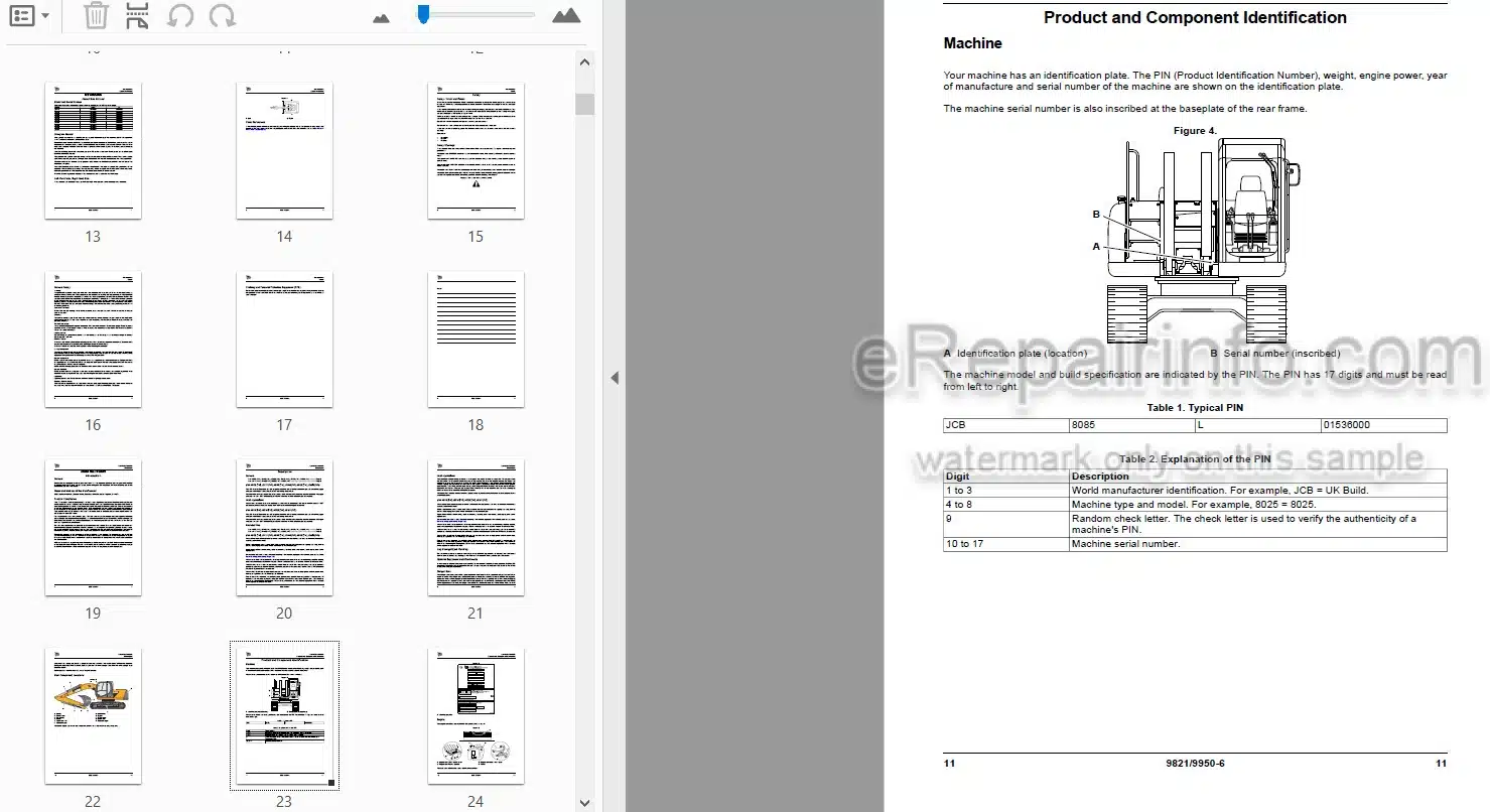 Photo 3 - JCB JS115 JS130 JS145 JS160 JS180 JS190 JS200 JS210 JS220 JS235 Operators Manual Excavator 9821-9950