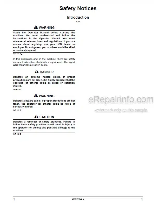 Photo 4 - JCB JS115 JS130 JS130LC JS145 JS160 JS180 JS190 JS200 JS235 JS240 JS260 JS330 Operators Manual Excavator 9801-8960-9