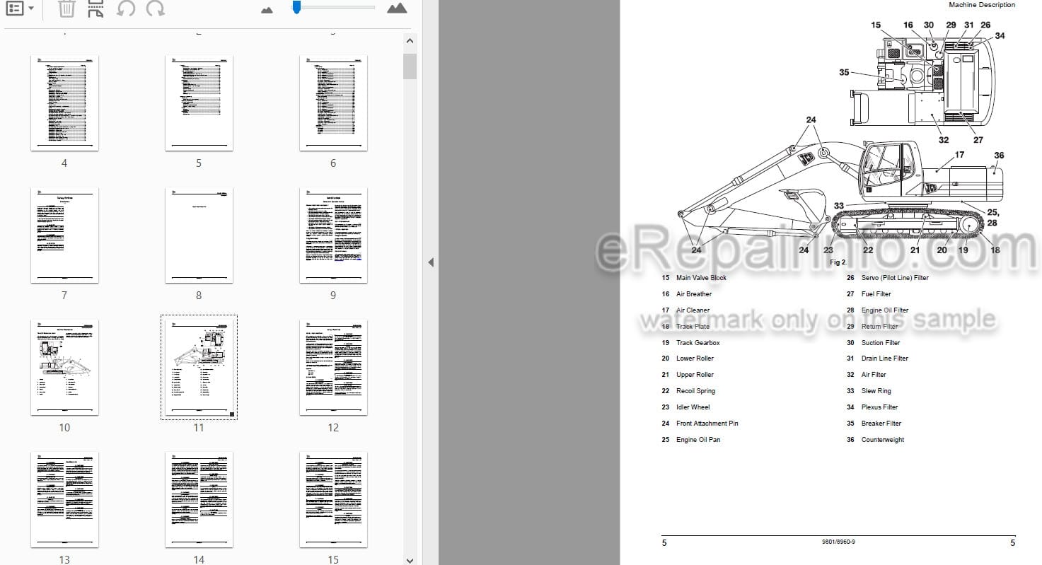 Photo 3 - JCB JS115 JS130 JS130LC JS145 JS160 JS180 JS190 JS200 JS235 JS240 JS260 JS330 Operators Manual Excavator 9801-8960-9