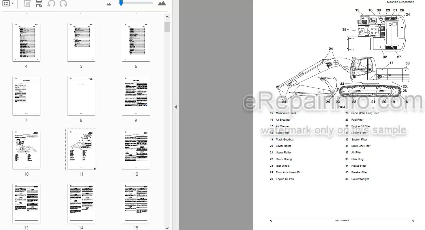 Photo 3 - JCB JS115 JS130 JS130LC JS145 JS160 JS180 JS190 JS200 JS235 JS240 JS260 JS330 Operators Manual Excavator 9801-8960-9