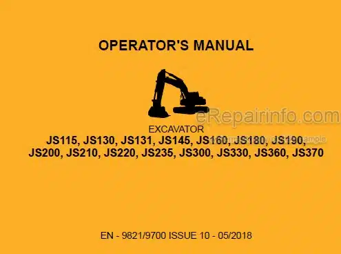 Photo 4 - JCB JS115 JS130 JS145 JS131 JS160 JS180 JS190 JS200 JS210 JS220 JS235 JS300 JS330 JS360 JS370 Operators Manual Excavator 9821-9700
