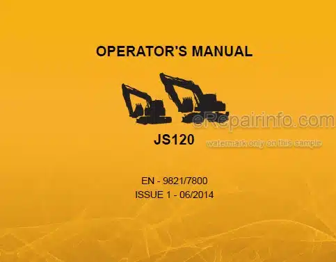 Photo 4 - JCB JS120 Operators Manual Excavator 9821-7800