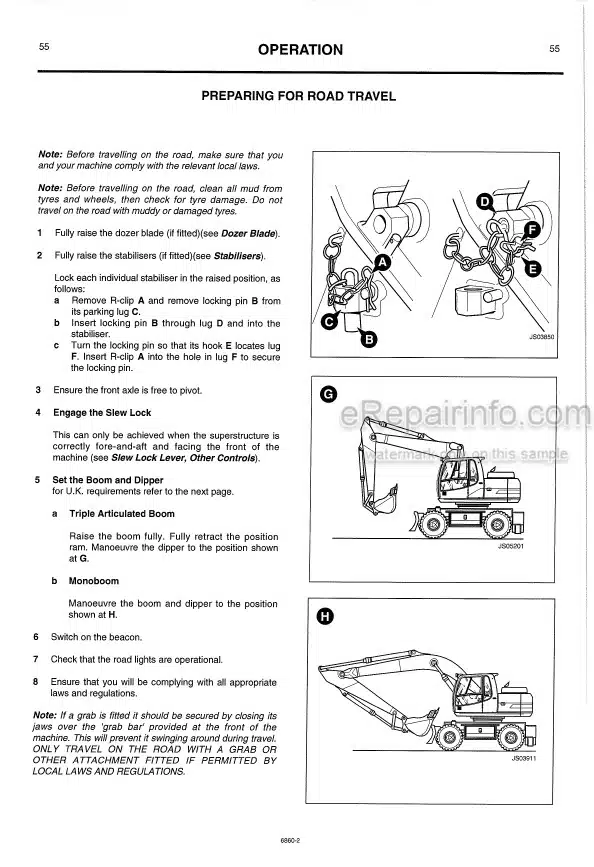 Photo 6 - JCB JS130W JS145W JS160W JS175W JS200W Auto Range Tier 3 Operators Manual Wheel Excavator 9811-6750