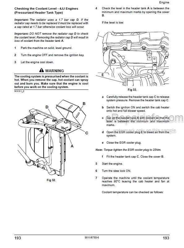 Photo 6 - JCB JS140 JS205 JS215 Operators Manual Excavator 9831-7950