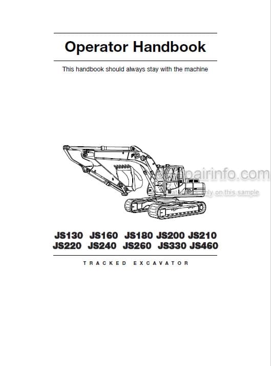 Photo 4 - JCB JS130 JS160 JS180 JS200 JS210 JS220 JS240 JS260 JS330 JS460 Operators Handbook Excavator 9801-6950