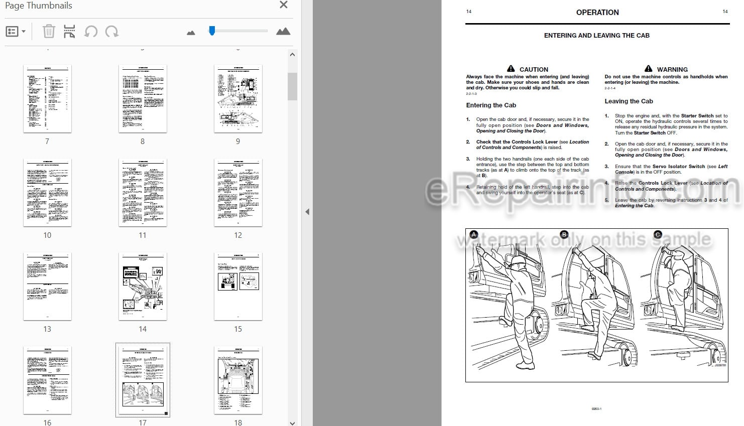 Photo 3 - JCB JS130 JS160 JS180 JS200 JS210 JS220 JS240 JS260 JS330 JS460 Operators Handbook Excavator 9801-6950