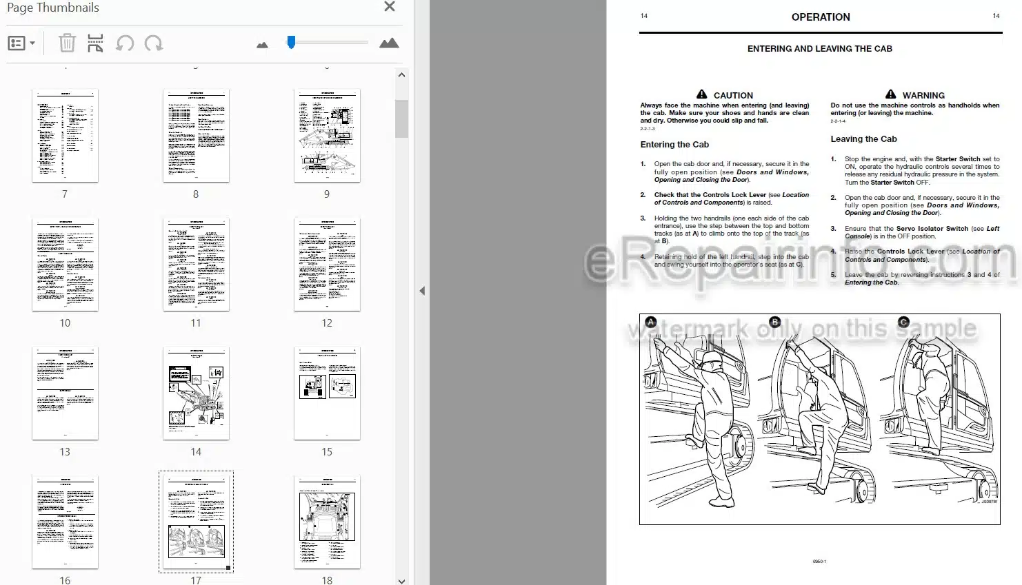 Photo 3 - JCB JS130 JS160 JS180 JS200 JS210 JS220 JS240 JS260 JS330 JS460 Operators Handbook Excavator 9801-6950