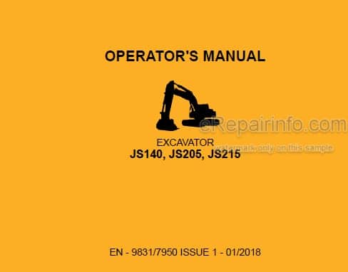 Photo 5 - JCB JS140 JS205 JS215 Operators Manual Excavator 9831-7950