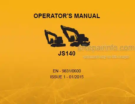 Photo 4 - JCB JS140 Operators Manual Excavator 9831-0600