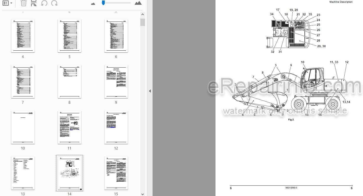 Photo 3 - JCB JS145W JS160W Auto Range Operators Manual Wheeled Excavator 9821-2550