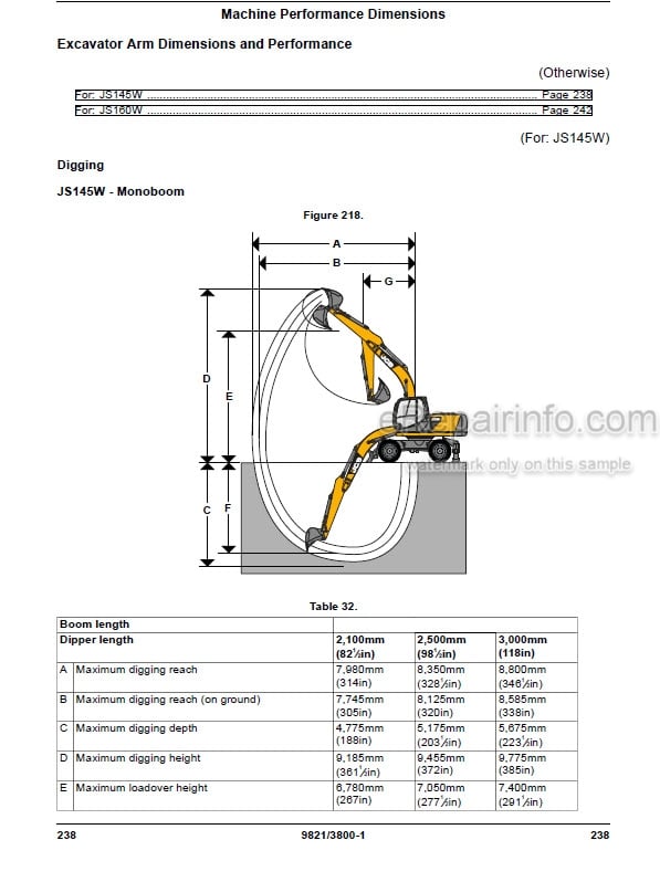 Photo 5 - JCB JS145W JS160W Operators Manual Wheeled Excavator 9821-3800