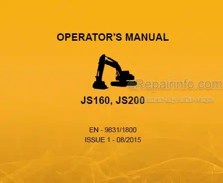 Photo 4 - JCB JS160 JS200 Operators Manual Excavator 9831-1800