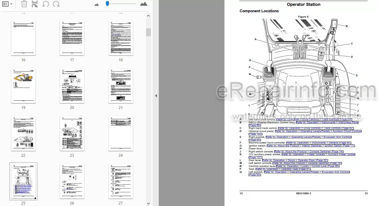 Photo 3 - JCB JS160 JS200 Operators Manual Excavator 9831-1800