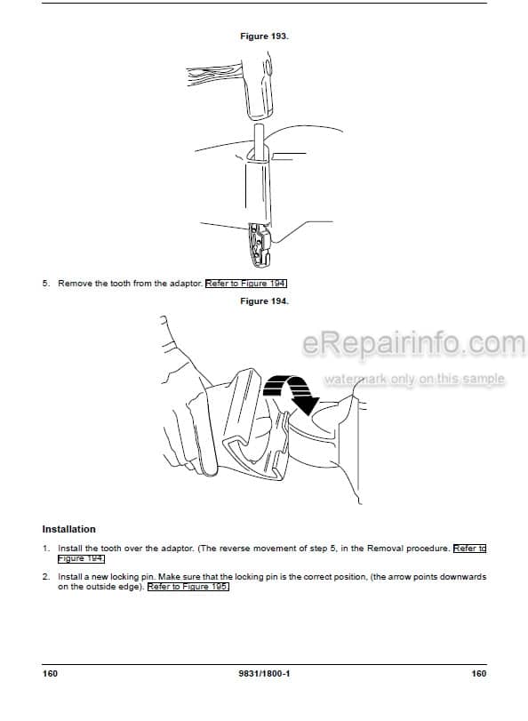 Photo 8 - JCB JS160 JS200 Operators Manual Excavator 9831-1800