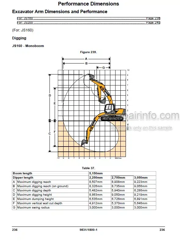 Photo 5 - JCB JS160 JS200 Operators Manual Excavator 9831-1800