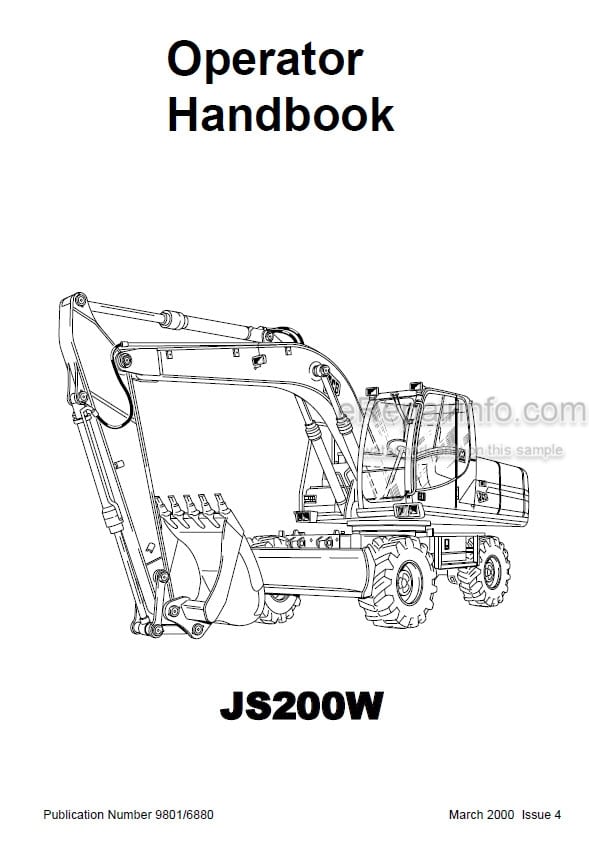 Photo 4 - JCB JS200W Operators Handbook Wheeled Excavator 9801-6880