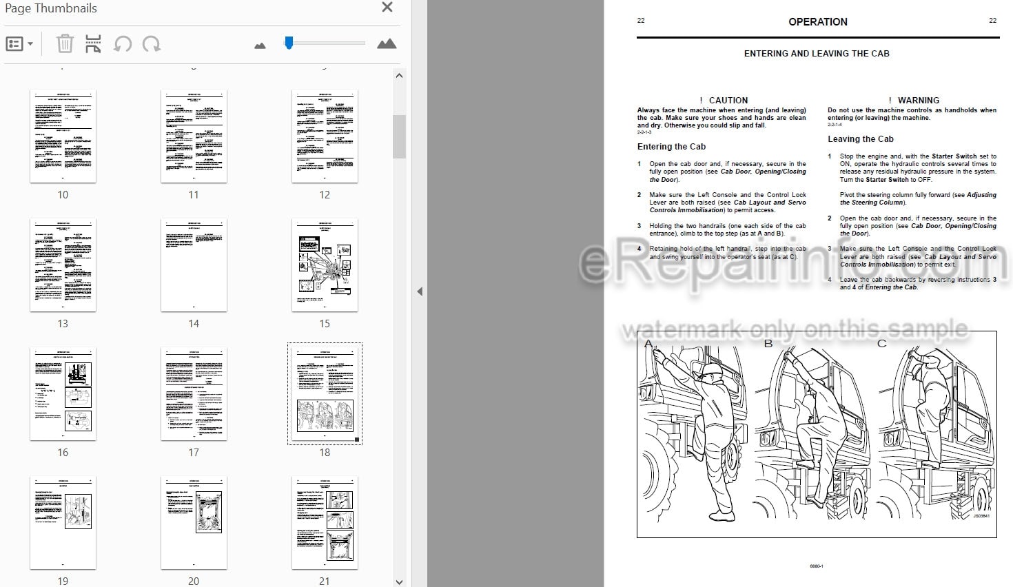 Photo 3 - JCB JS200W Operators Handbook Wheeled Excavator 9801-6880