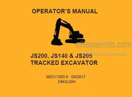 Photo 4 - JCB JS200 JS140 JS205 Operators Manual Tracked Excavator 9821-1350-8