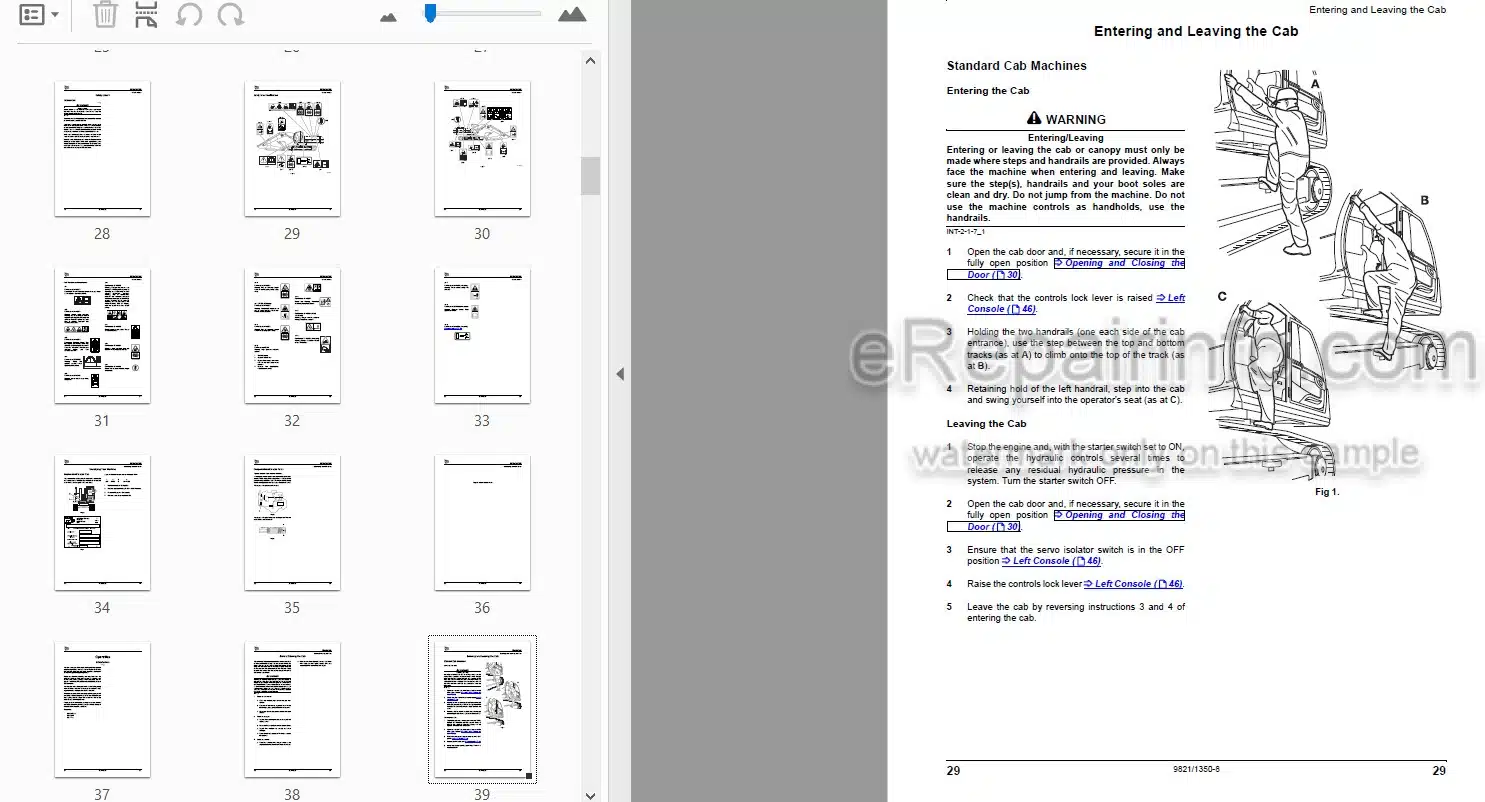 Photo 3 - JCB JS200 JS140 JS205 Operators Manual Tracked Excavator 9821-1350-8