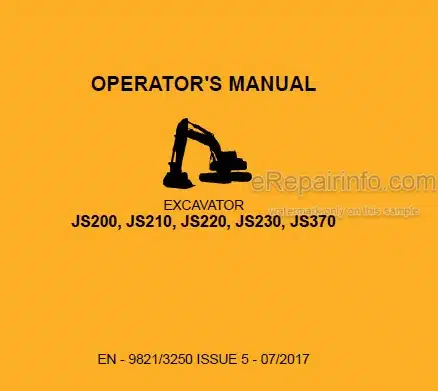 Photo 4 - JCB JS200 JS210 JS220 JS230 JS370 Operators Manual Excavator 9821-3250