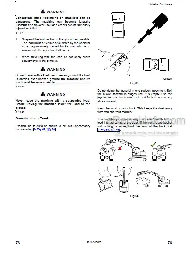 Photo 9 - JCB JS210LC JS220 Operators Manual Tracked Excavator 9821-3450-3