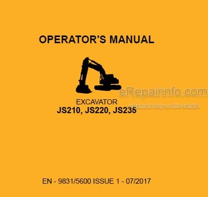 Photo 4 - JCB JS210 JS220 JS235 Operators Manual Excavator 9831-5600