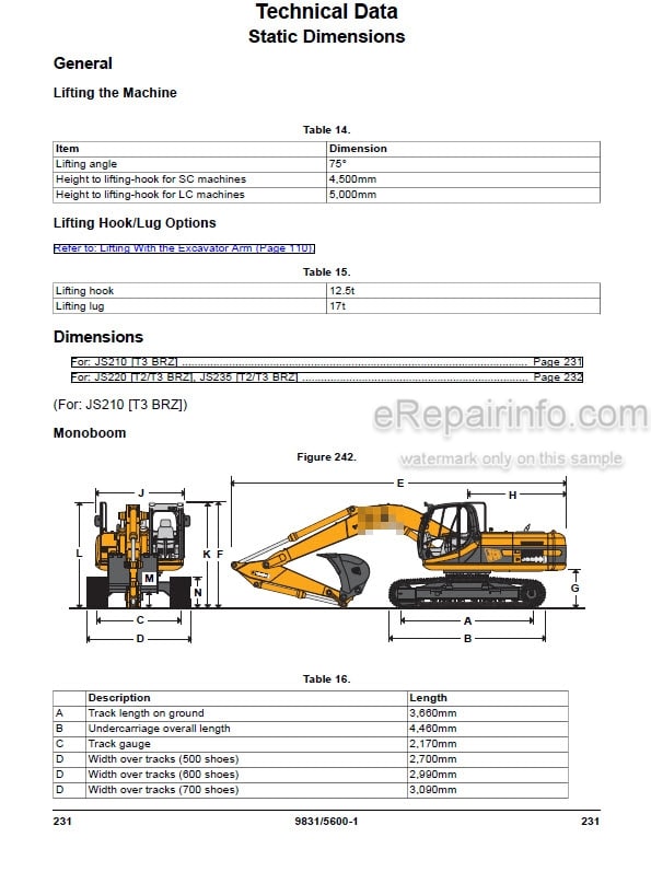 Photo 5 - JCB JS210 JS220 JS235 Operators Manual Excavator 9831-5600