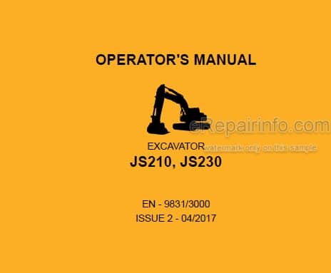 Photo 4 - JCB JS210 JS230 Operators Manual Excavator 9831-3000