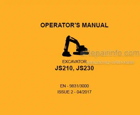 Photo 4 - JCB JS210 JS230 Operators Manual Excavator 9831-3000