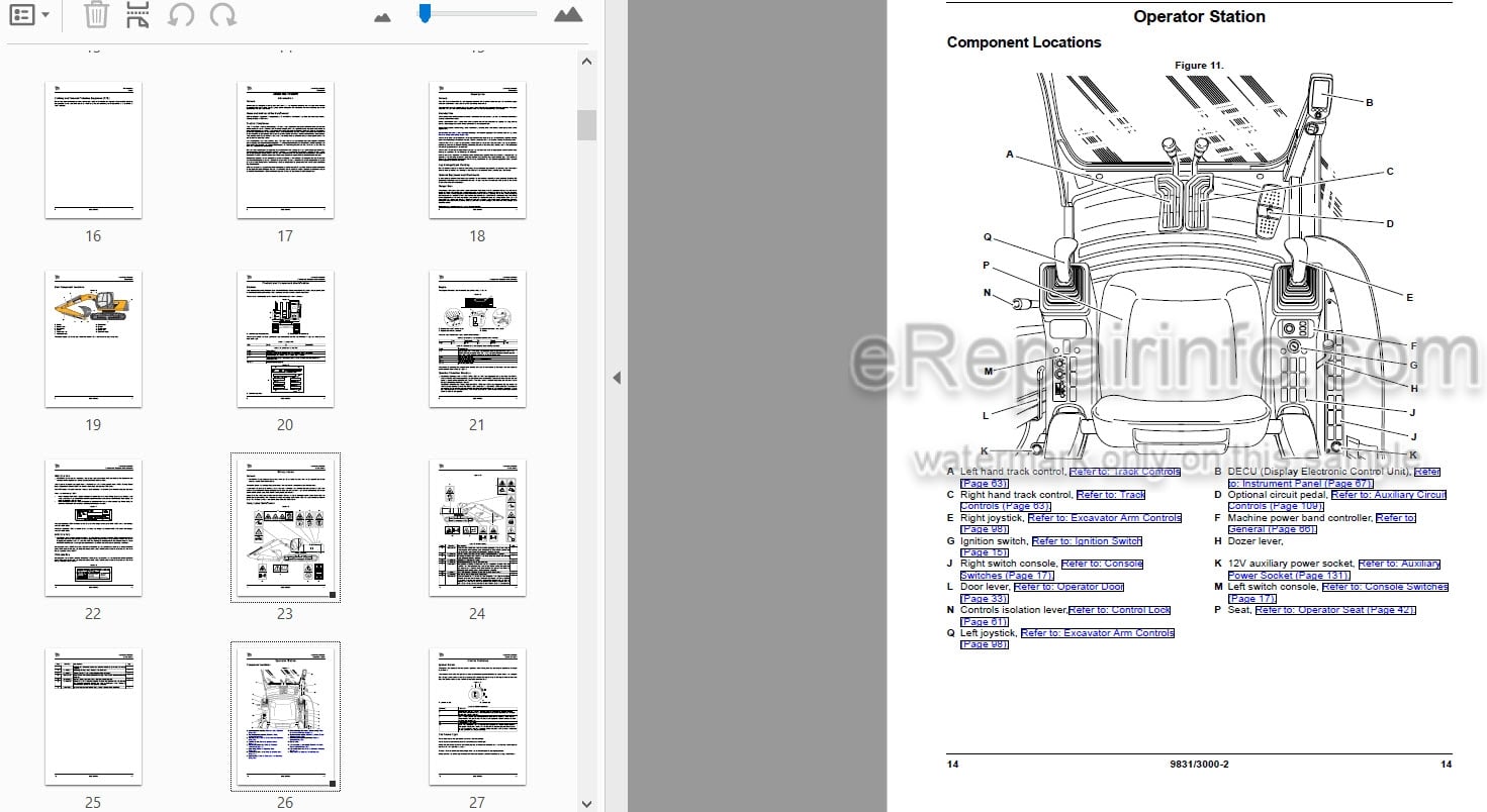Photo 3 - JCB JS210 JS230 Operators Manual Excavator 9831-3000