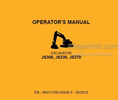 Photo 5 - JCB JS300 JS330 JS370 Operators Manual Excavator 9831-1100