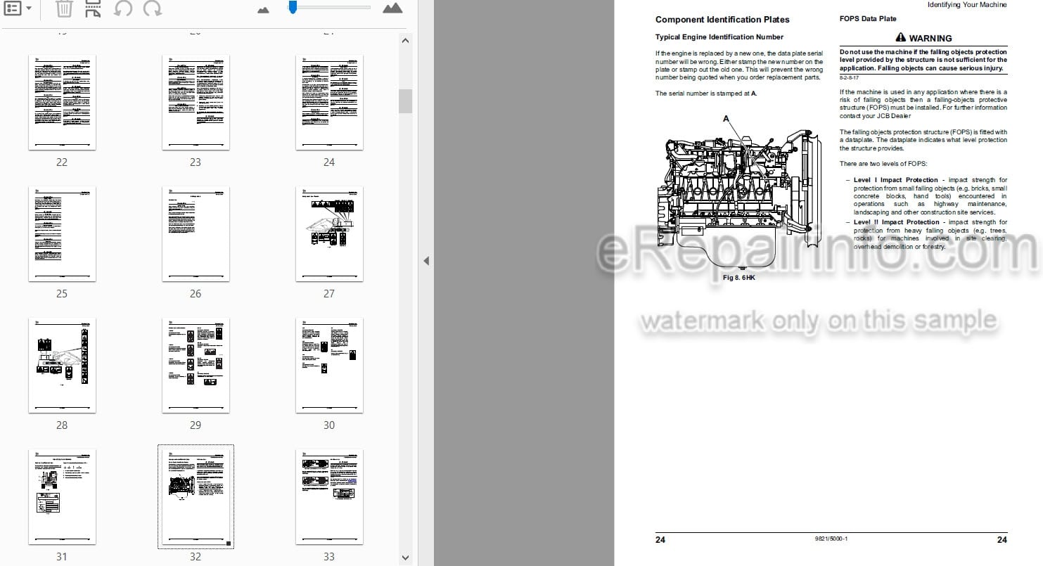 Photo 4 - JCB JS370 China Operators Manual Excavator 9821-5000