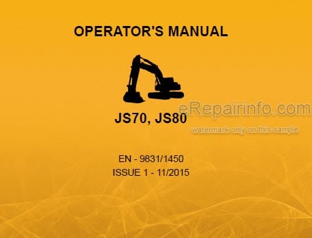 Photo 4 - JCB JS70 JS80 Operators Manual Excavator 9831-1450