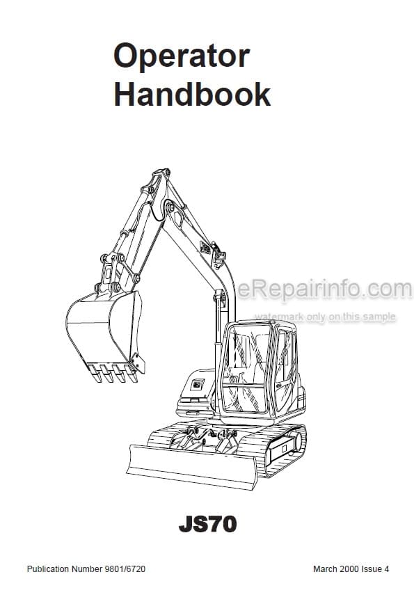 Photo 4 - JCB JS70 Operators Handbook Excavator 9801-6720