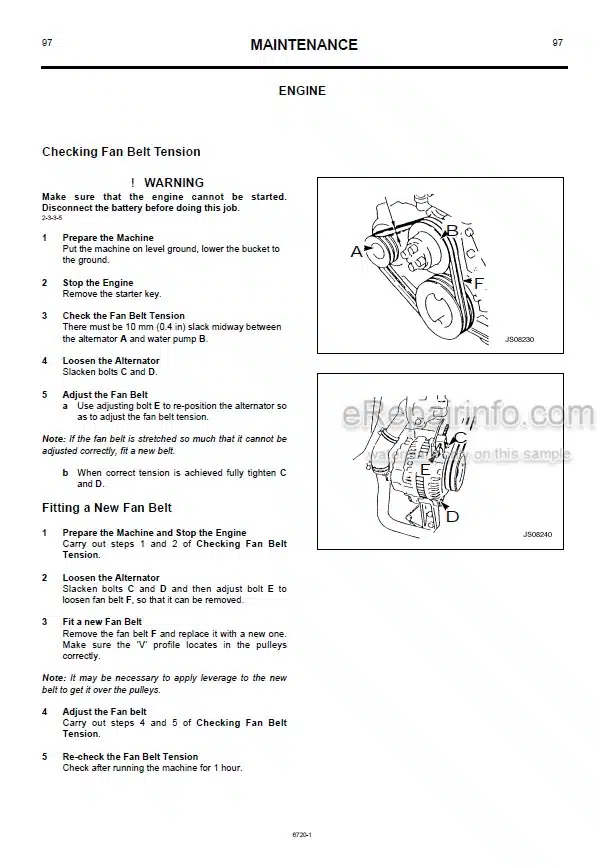 Photo 7 - JCB JS70 JS80 Operators Manual Excavator 9831-1450