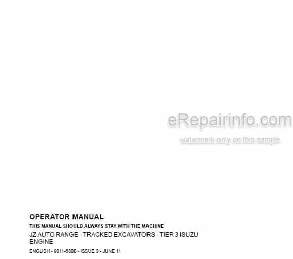 Photo 4 - JCB JZ140 JZ235 JZ255 Auto Range Tier 3 Operators Manual Tracked Excavator 9811-6800